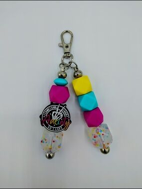Handcrafted Anxiety Awareness Beaded Keychain / Bag Charm